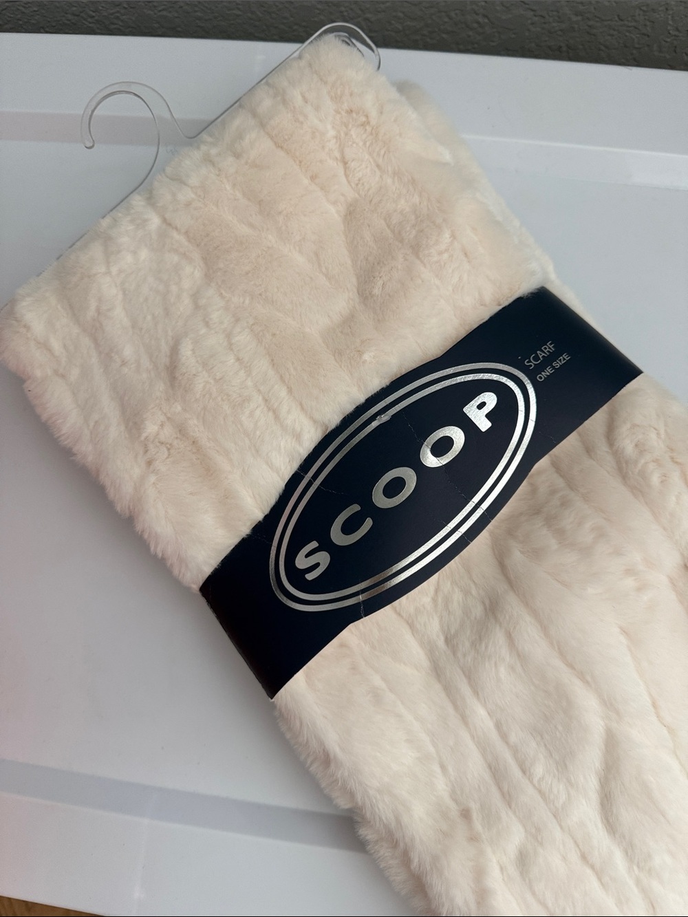 SCOOP Cream Faux Fur Scarf